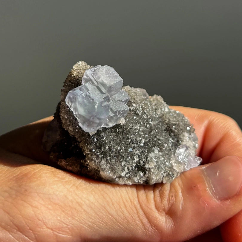 Calcedonio Nero con Fluorite Blu